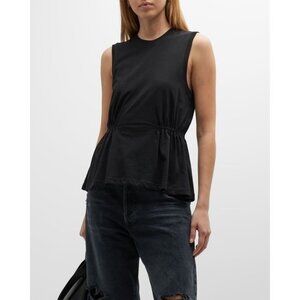 ATM Classic Jersey Sleeveless Cinched Waist black Top Size M